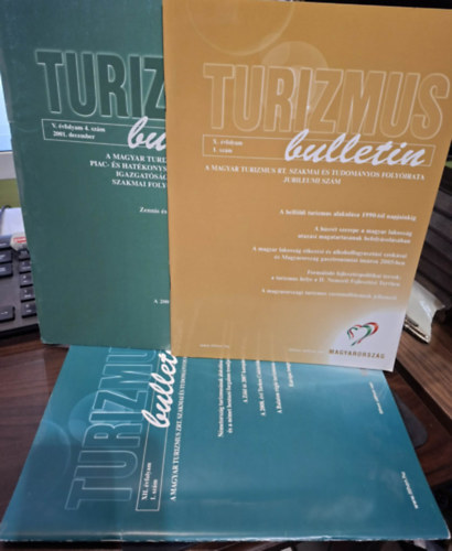 Turizmus Bulletin Magazin (sz�rv�ny lapsz�mok 3 db): XII. �vfolyam 1. sz�m, X. �vfolyam 1. sz�m, V. �vfolyam 4. sz�m