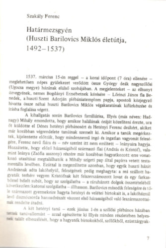 Szakly Ferenc - Hatrmezsgyn ( Huszti Barilovics Mikls lettja 1492-1537 ) - Klnlenyomat Folia Historica 9