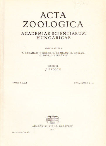 Acta Zoologica (A Magyar Tudomnyos Akadmia zoolgiai kzlemnyei - Academiae Scientiarum Hungaricae) (Tomus XXI., Fasciculi 3-4.)