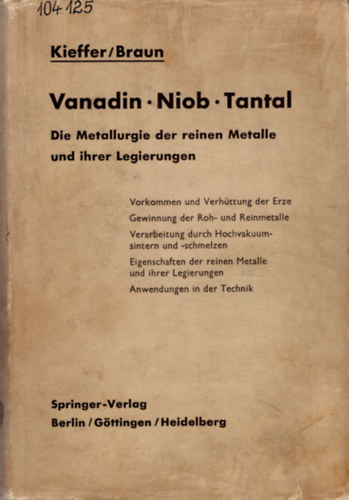 Richard Kieffer, Horst Braun - Vanadin Niob Tantal
