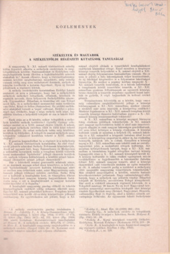 Sz�kelyek �s magyarok. - A sz�kelyf�ldi r�g�szeti kutat�sok tanuls�gai K�l�nlenyomat - dedik�lt