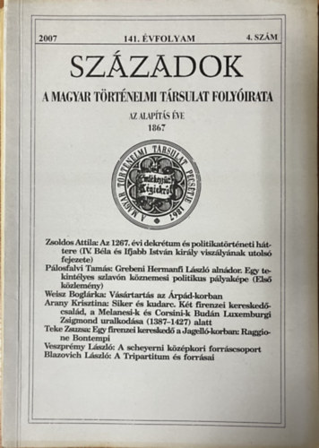 Szzadok - A Magyar Trtnelmi Trsulat Folyirata - 141. vfolyam  - 2007/4