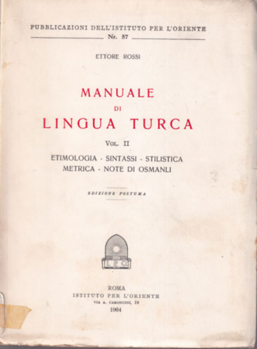 Manuale di Lingua Turca Vol II.