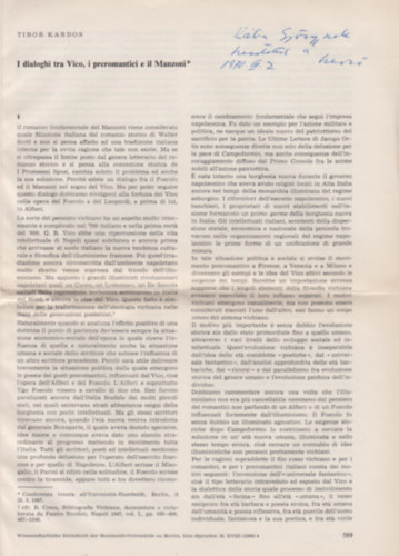 Dialoghi tra Vico, i preromantici e il Manzoni