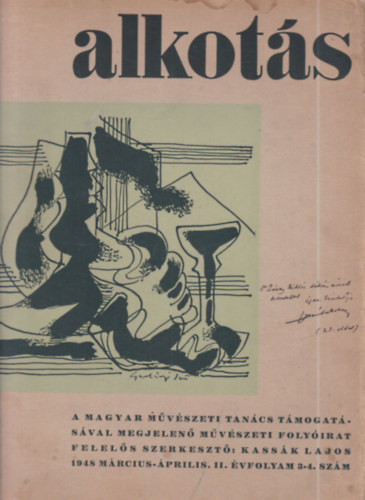 Alkots 1948/3-4. (1 db. lapszm)- A Magyar Mvszeti Tancs folyirata