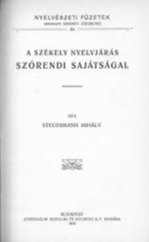 A szkely nyelvjrs szrendi sajtsgai