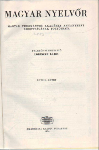Magyar nyelvr 1974  vi teljes vfolyam (egybektve )