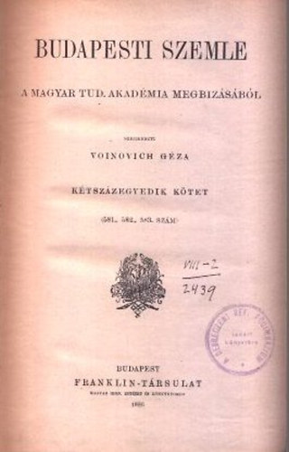 Budapesti Szemle1926. (teljes vfolyam, 201. ktet (581-583. szmok))
