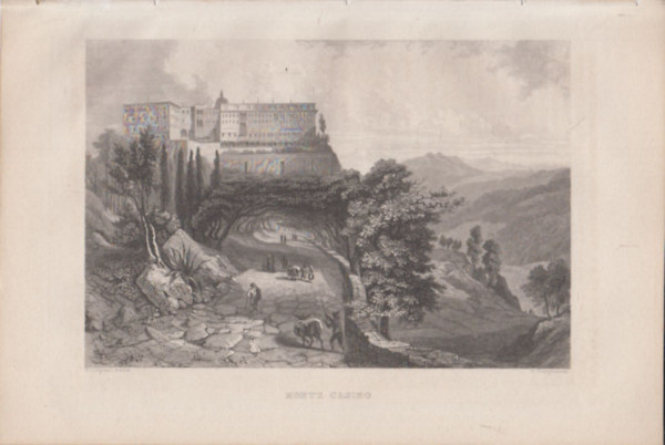 Monte Casino (Monte Cassino hegy, Olaszorszg, Eurpa) (16x23,5 cm lapmret eredeti aclmetszet, 1856-bl)