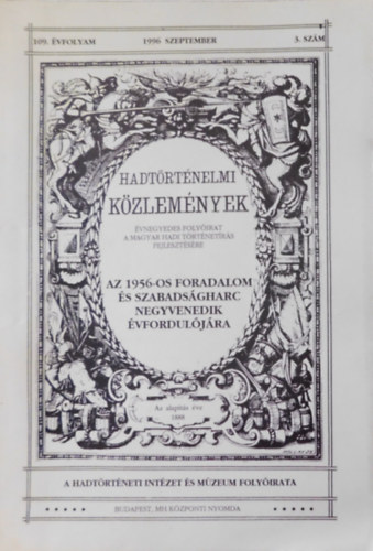 Hadtrtnelmi kzlemnyek 109. vfolyam 1996 szeptember 3. szm