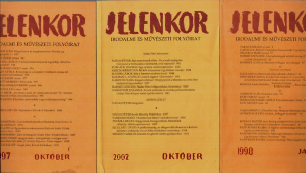 3 db Jelenkor Irodalmi s Mvszeti Folyirat 1998/janur, 2002/oktber, 1997/oktber.
