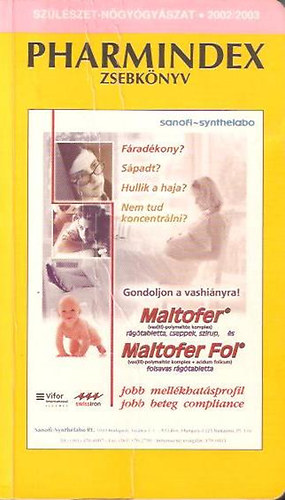 Pharmindex zsebknyv - Szlszet- Ngygyszat 2002/ 2003