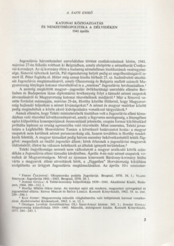 Katonai k�zigazgat�s �s nemzetis�gpolitika a D�lvid�ken 1941. �prilis