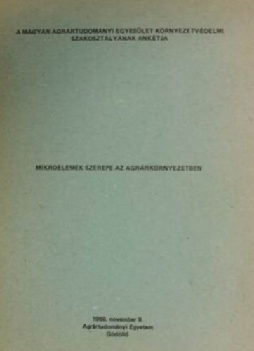 Mikroelemek szerepe az agr�rk�rnyezetben