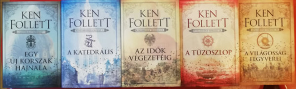Ken Follett Kingsbridge sorozat teljes 5 ktet (Egy j korszak hajnala, A katedrlis, Az idk vgezetig, A tzoszlop, A vilgossg fegyverei)