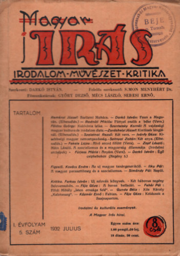 Magyar rs 1932 I. vf. 5. szm