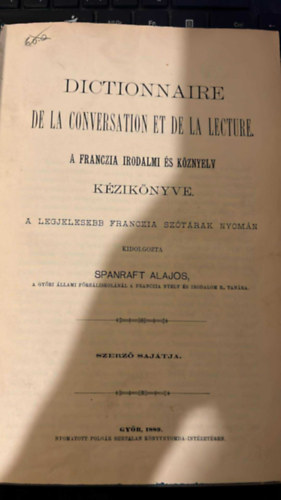 A franczia irodalmi �s k�znyelv k�zik�nyve