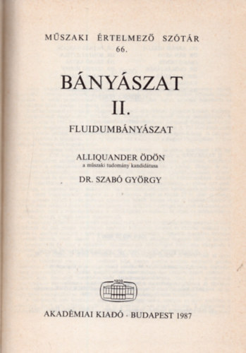 Alliquander dn- Dr. Szab Gyrgy - Bnyszat II.- Fludiumbnyszat