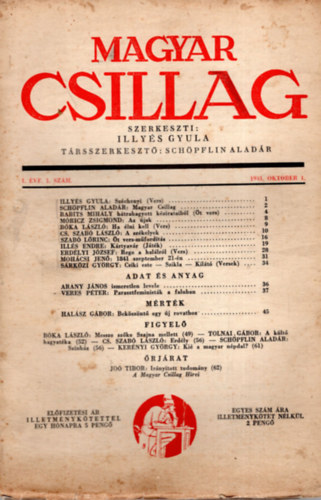 Magyar Csillag I. vfolyam (1-3.szm) 1941 (oktber-december)