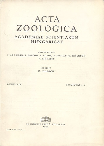 Acta Zoologica (A Magyar Tudomnyos Akadmia zoolgiai kzlemnyei)- Tomus XIV., Fasciculi 1-2.