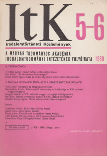 Irodalomt�rt�neti K�zlem�nyek 5-6 / 1980