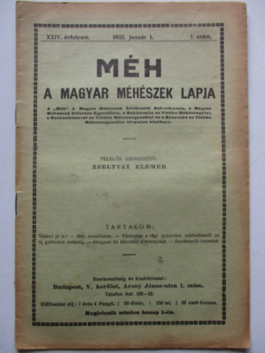 Zseltvay Elemr  (szerk.) - Mh - A Magyar Mhszek Lapja 1932/1. szm