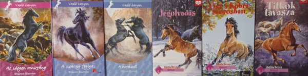 6 db a Pony club sorozatbl: sz a kobra-szorosban + Titkok tavasza + Jgolvads + A birtoklevl + A sivatag foglyai + Titkok tavasza + Az idegen musztng