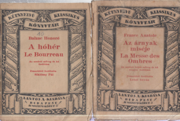 2 db. K�tnyelv� Klassikus K�nyvt�r (Az �rnyak mis�je + A h�h�r)