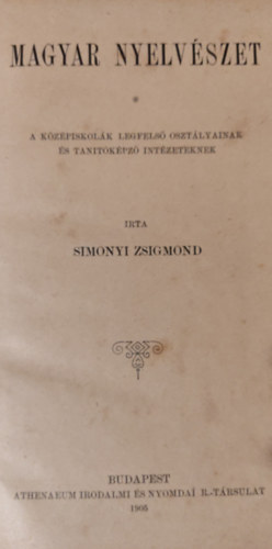 Simonyi Zsigmond - Magyar nyelvszet