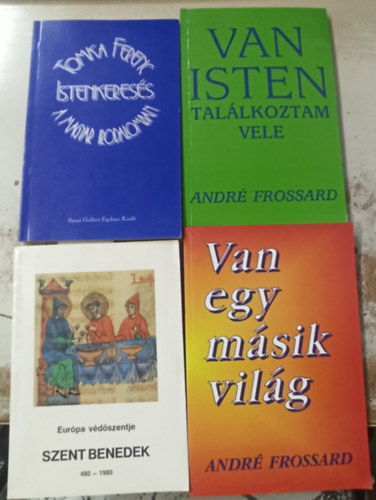 4 db valls: Istenkeress a magyar irodalomban +Van egy msik vilg +Van isten tallkoztam vele +Eurpa vdszentje Szent Benedek 480-1980