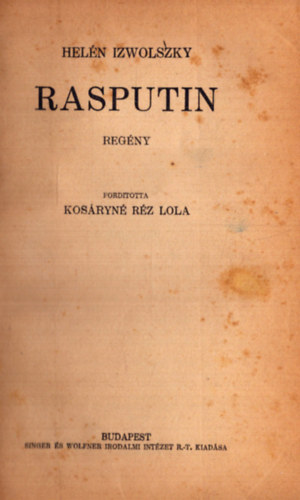 Heln Izwolszky - Rasputin