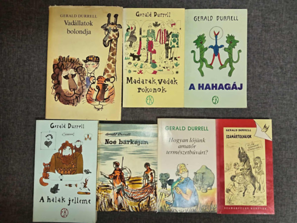 (7db) Gerald Durrell knyvcsomag: Vadllatok bolondja / Madarak, vadak, rokonok / A hahagj / A halak jelleme / No brkjn / Hogyan ljnk amatr termszetbvrt / Szamrtolvajok