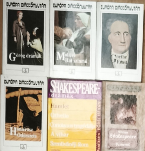 6db k�telez� olvasm�ny (6 k�tetben t�bb m�) - W. Shakespeare-Szonettek, Hamlet, Hom�rosz-Od�sszeia, Goethe-Faust, Moli�re-Hat sz�nm�, G�r�g dr�m�k