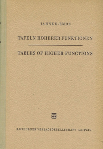 Tafeln hherer Funktionen - Tables of higher Functions