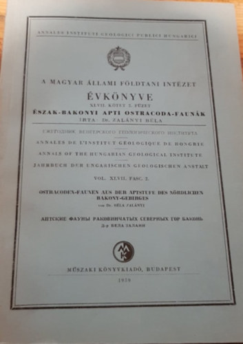 Dr. Zal�nyi B�la - �szak-Bakonyi apti ostracoda-faun�k