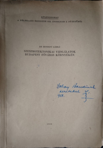 Szeiozmotektonikai vizsgálatok Budapest főváros környékén