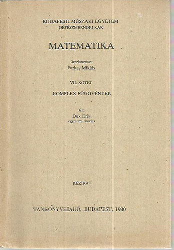 Matematika VII. - Komplex fggvnyek