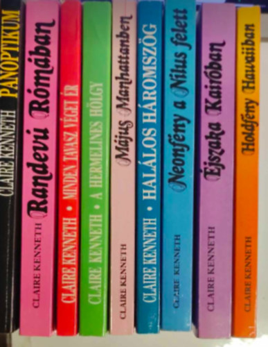 9 db Claire Kenneth knyv: - Panoptikum - Randev Rmban - Minden tavasz vget r - A Hermelines hlgy -Mjus Manhattanben - Hallos hromszg - Neonfny a Nlus felett - jszaka Kairban - Holdfny Hawaiiban