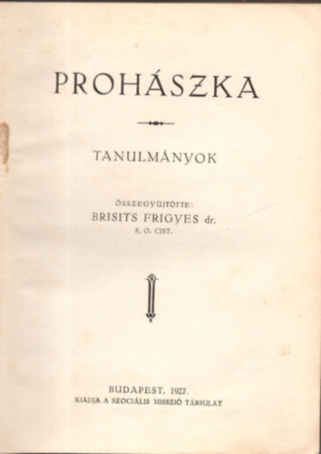 Prohszka tanulmnyok