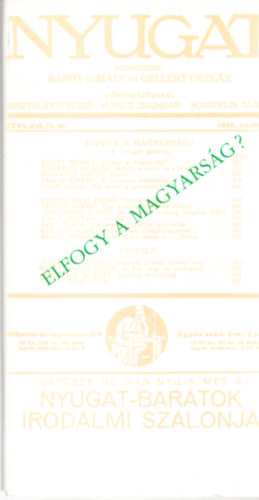 Budapest - Elfogy a magyarsg? (A Nyugat anktja 1933-1934)