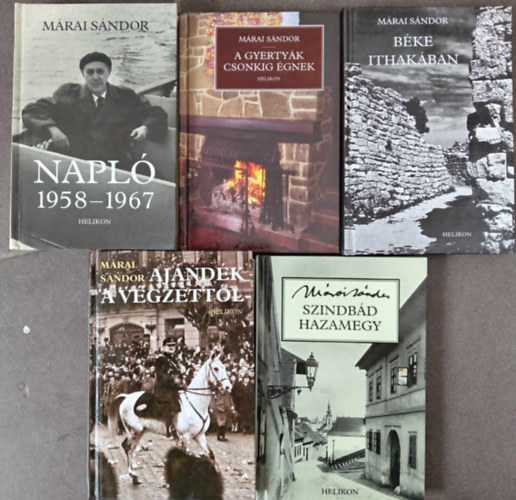 (5db) Mrai Sndor knyvcsomat (Helikon Kiadvnyok): Napl 1958-1967 / A gyertyk csonkig gnek / Bke Ithakban / Ajndk a vgzettl / Szindbd hazamegy