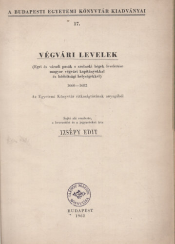 V�gv�ri levelek 1600-1682