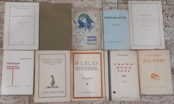 Modern francia lira - Se g se fld - Csend bke fld - A llek orgonl - A remete neke - Hontalan grdista - Kt tenger kzt - Mria dalok - Tretlen hittel - Tilinkzs a hegytetn