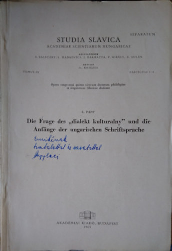 Die Frage des "dialekt kulturalny" und die Anfnge der ungarischen Schriftsprache