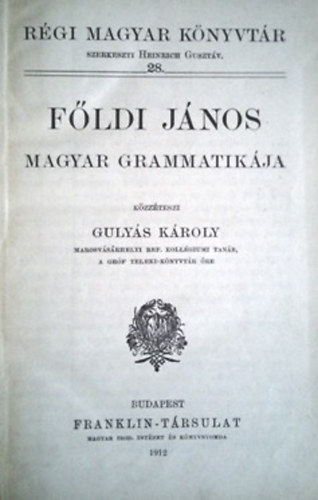 Fldi Jnos magyar grammatikja