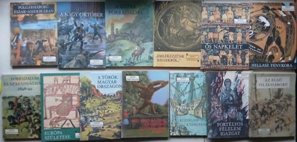 13 db A k�pes t�rt�nelem sorozatb�l (Hellasz f�nykora, �s napkelet, Eml�kezz�nk r�giekr�l, A g�pek forradalma, Polg�rh�bor� �szak- Amerk�ban, A nagy okt�ber, stb..)