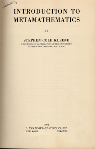Stephen Cole Klenne - Introduction to metamathematics