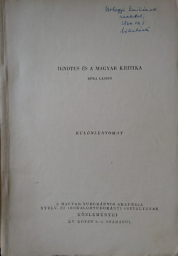 Ignotus s a magyar kritika