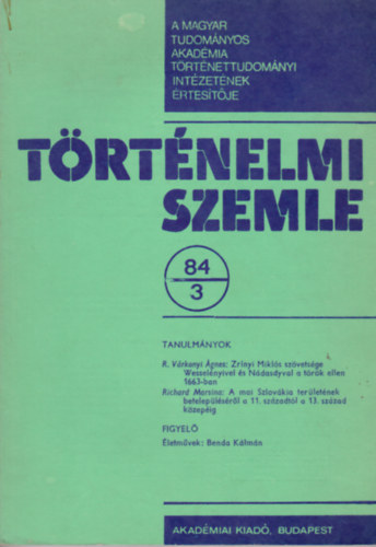 Trtnelmi szemle XXVII. vfolyam 1984. 3. szm