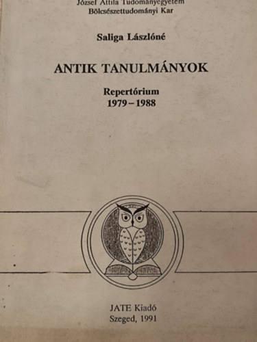 Antik tanulm�nyok. Repert�rium 1979-1988